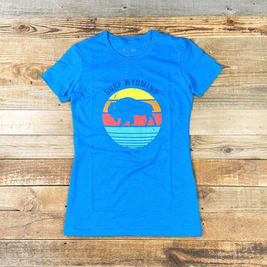 Women's Surf Wyoming® Bison Daybreak Tee - Vintage Turquoise Blue