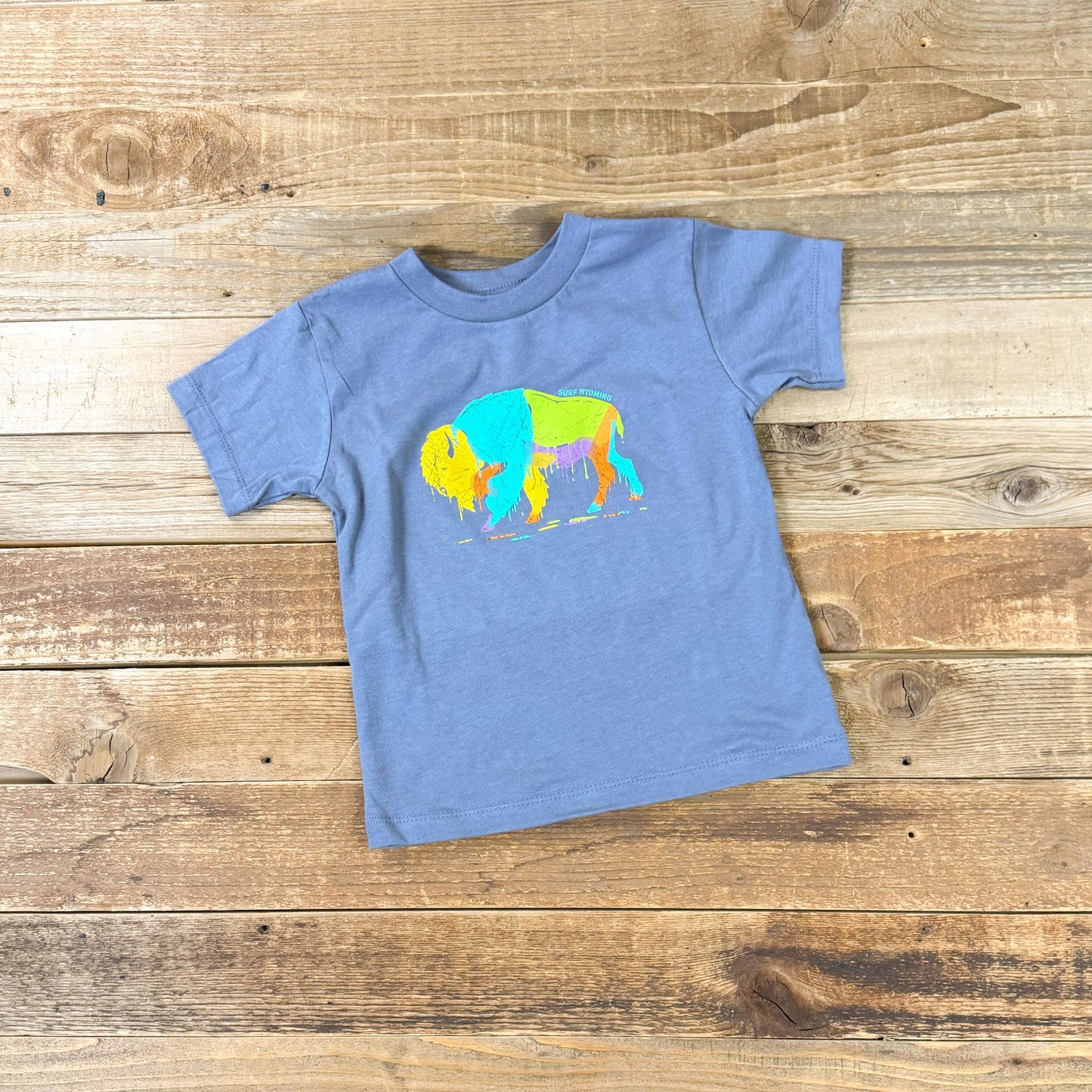 Toddler Surf Wyoming® Bison Drip Tee - Storm