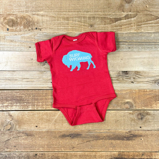 Infant Surf Wyoming® Ice Bison Logo Onesie - Suess Red