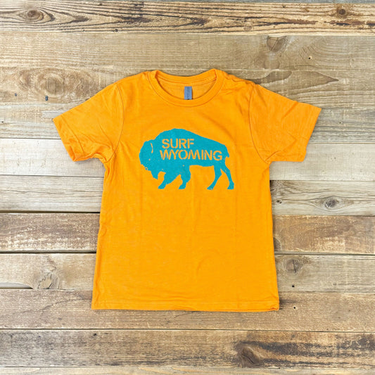 Youth Surf Wyoming® Turquoise Bison Logo - Orange
