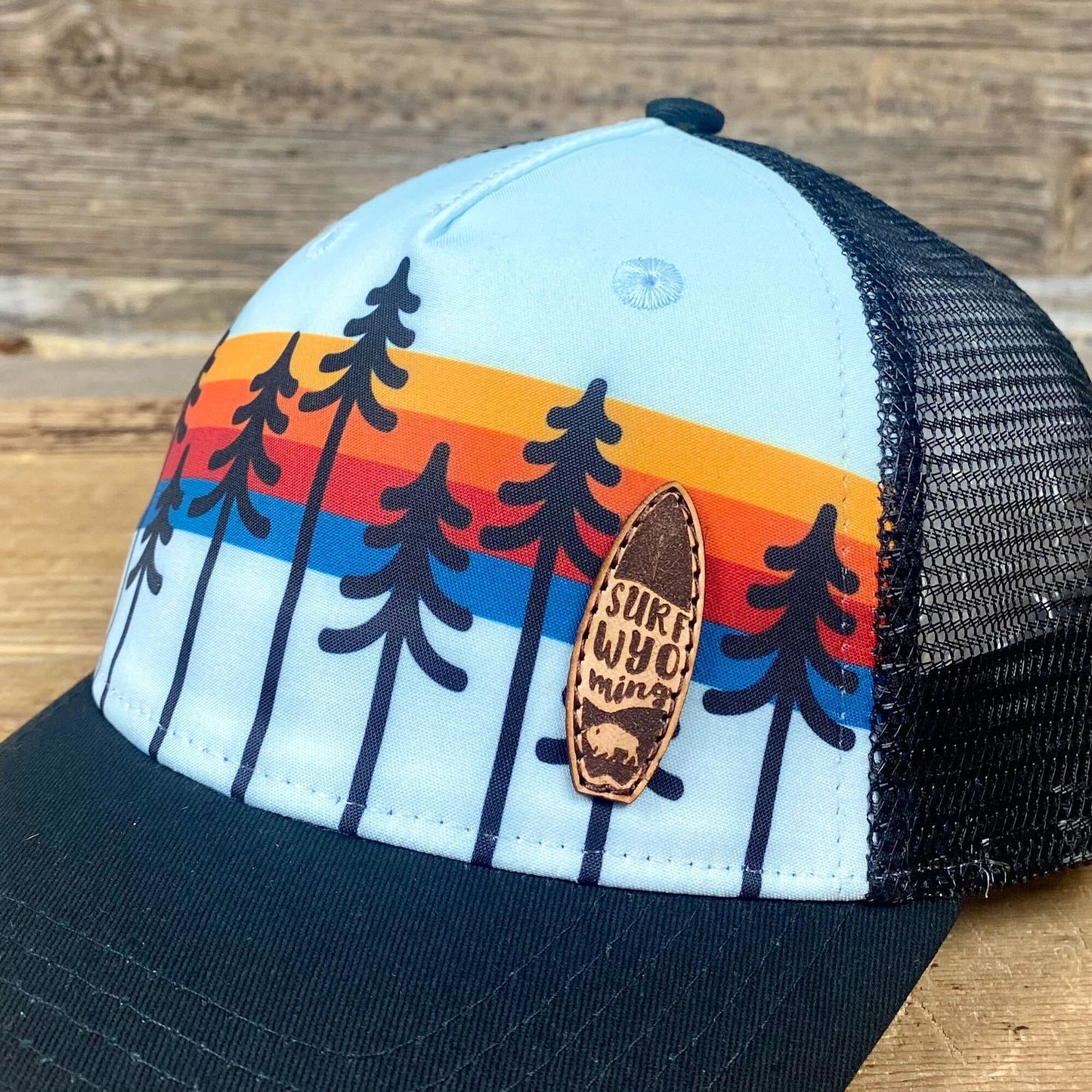 Youth Surf Wyoming® Forested Sunset Leather Patch Trucker