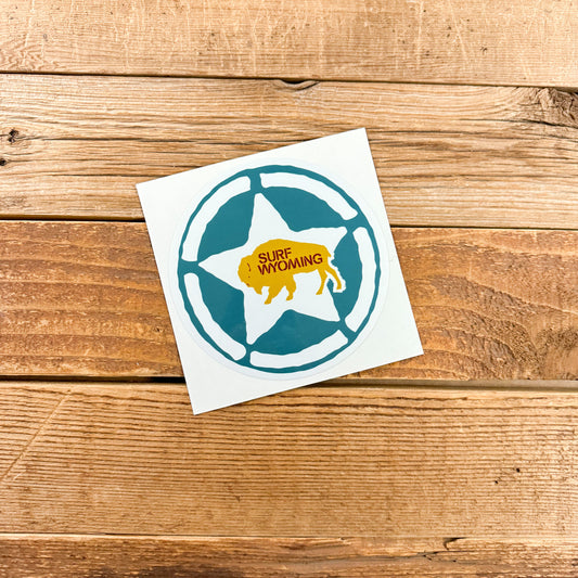 Surf Wyoming® Bison Republic Sticker - Turquoise