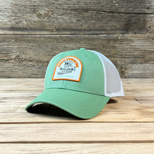 Surf Wyoming® Cowboy Surf School Trucker - Kiwi/White