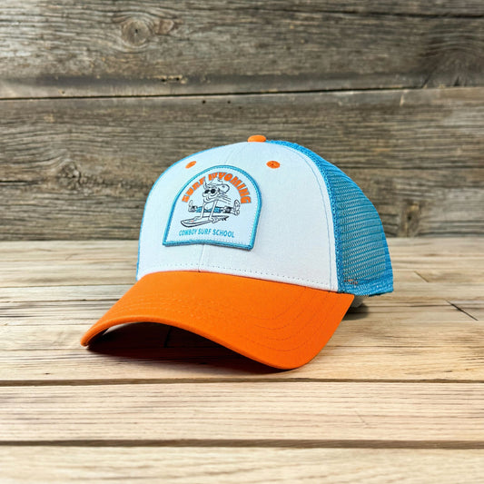 Surf Wyoming® Cowboy Surf School Trucker - White/Orange/Aqua