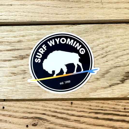 Surf Wyoming® Gradient Longboard Bison Sticker - Black