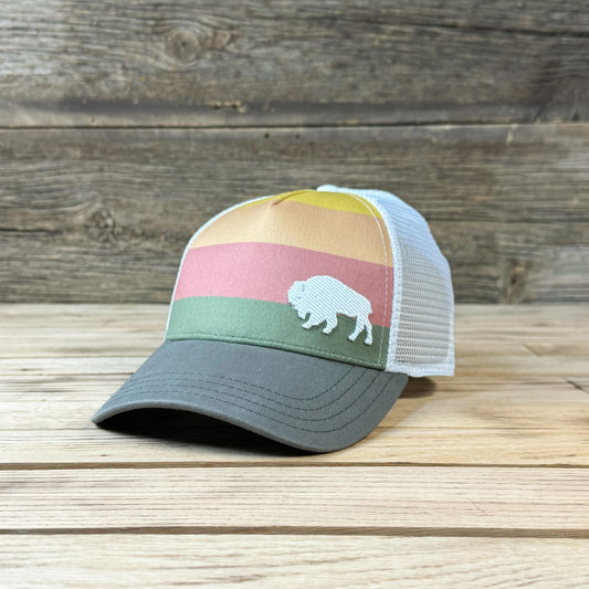 Surf Wyoming® First Park Bison Trucker - Surplus Stripes/White