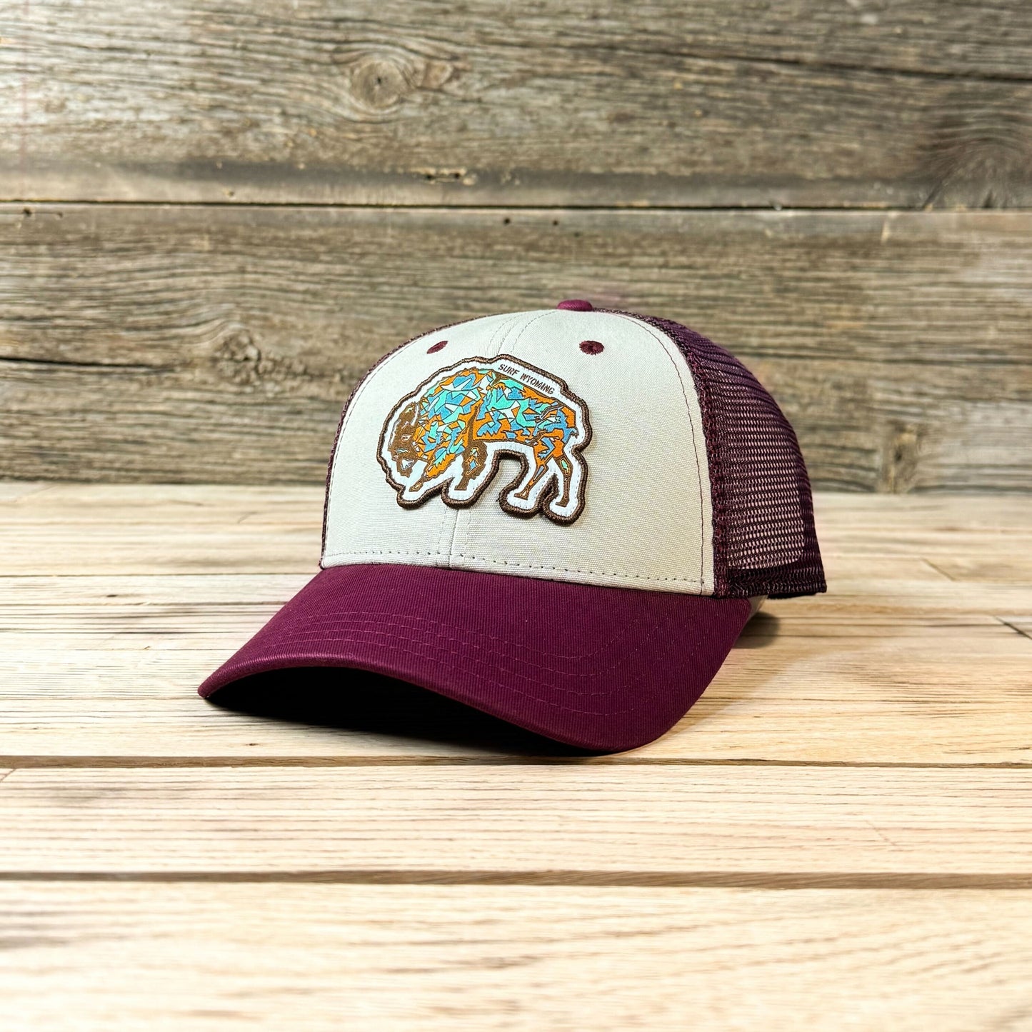 Surf Wyoming® GEEODE Bison Trucker - Khaki/Maroon