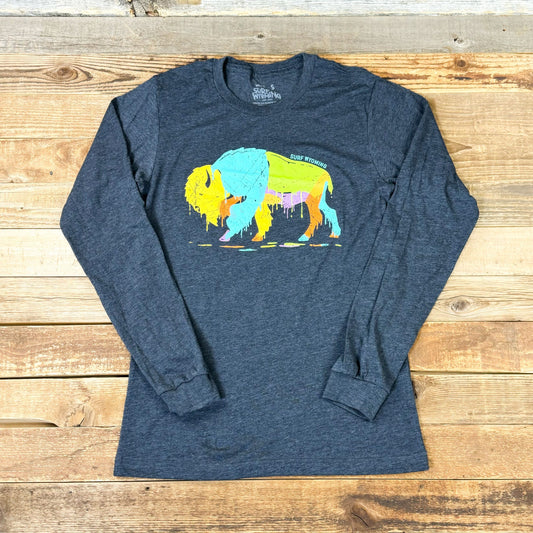 Surf Wyoming® Bison Drip Long Sleeve - Dark Heather Grey