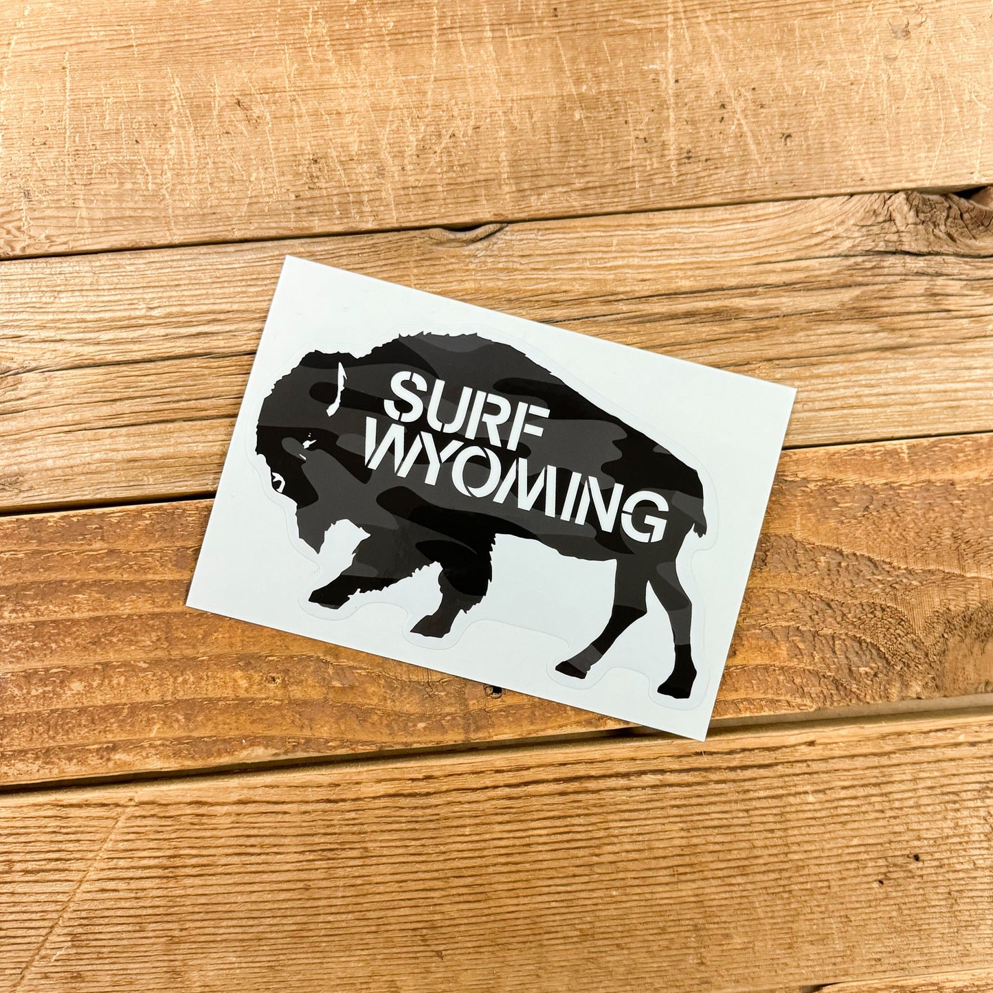 Surf Wyoming® Black Camo Bison Logo Sticker