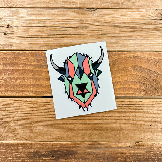 Surf Wyoming® DIGI BISON Sticker - Salmon