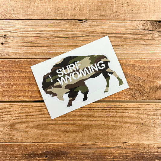 Surf Wyoming® Camo Bison Logo Sticker
