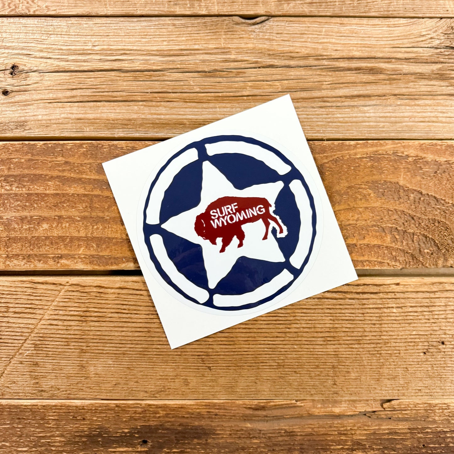 Surf Wyoming® Bison Republic Sticker - Navy