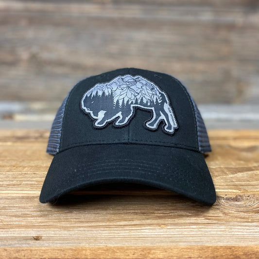 Surf Wyoming® Bison Peak Trucker Hat - Black/Charcoal