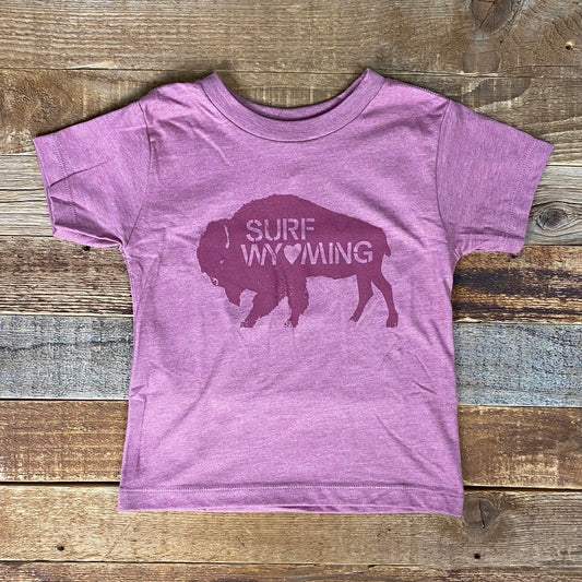 Youth & Toddler Surf Wyoming® Bison Love Tee - Heather Rose