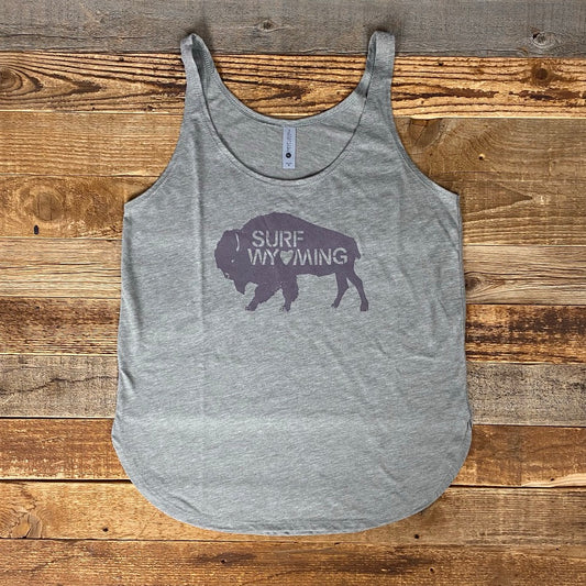 Surf Wyoming® Deep Purple Bison Love Tank - Venetian Grey