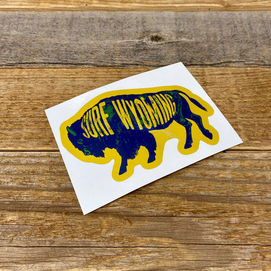 Surf Wyoming-Surf Wyoming Intermix Bison Sticker - Yellow/Blue-