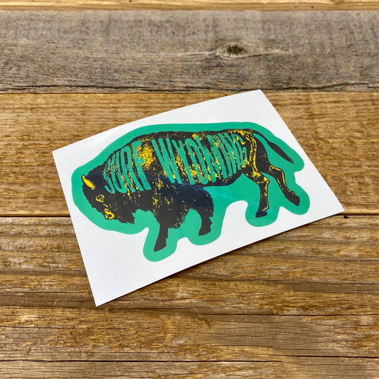 Surf Wyoming-Surf Wyoming Intermix Bison Sticker - Green/Yellow-