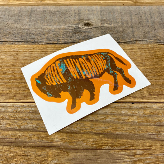 Surf Wyoming-Surf Wyoming Intermix Bison Sticker - Brown/Teal-