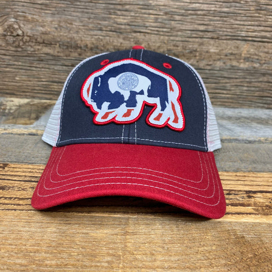 Surf Wyoming® Flag Bison Trucker - Navy