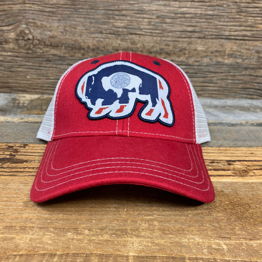 Surf Wyoming® Flag Bison Trucker - Red