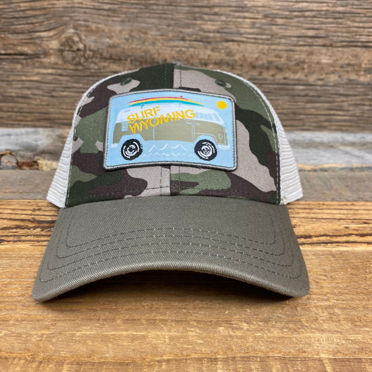Surf Wyoming® Vanlife Trucker Hat - Military Camo/Light Blue