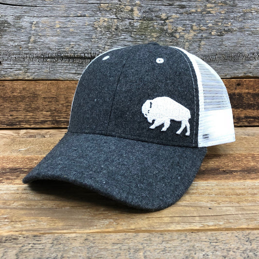 Surf Wyoming-First Park Bison Felt Trucker Hat - Dark Grey-