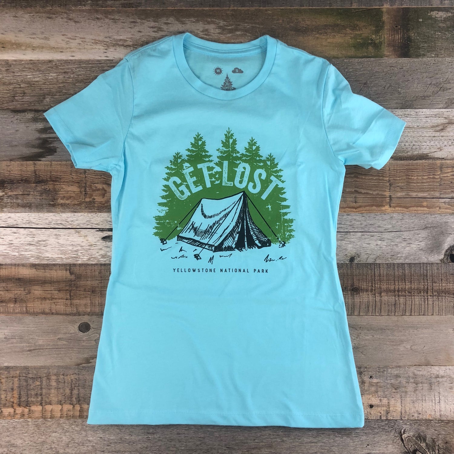 Surf Wyoming-Women's YELLOWSTONE x SW COLLECTION Get Lost Tee - Cool Blue-
