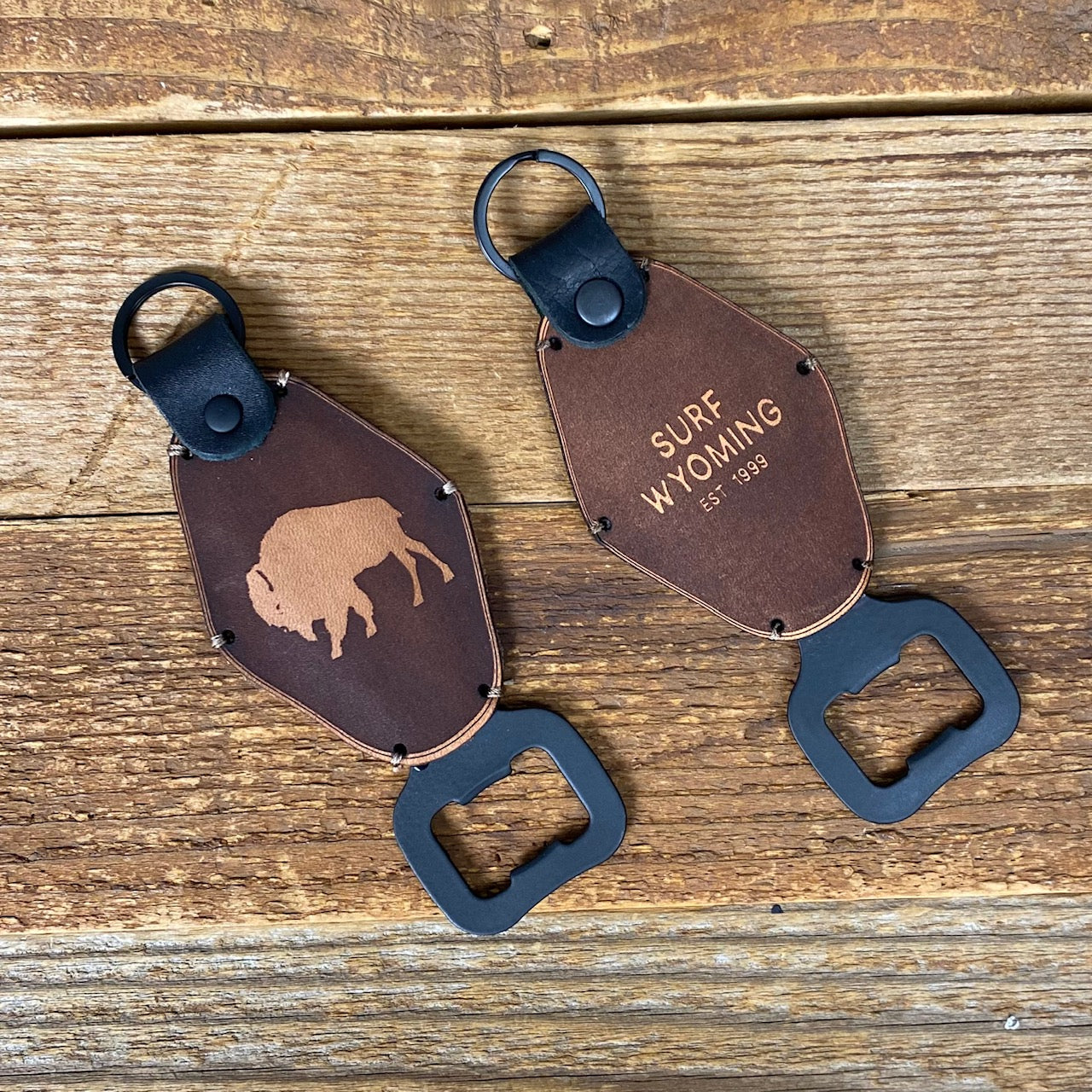 Surf Wyoming® Motel Key - Leather Bottle Opener/Keychain - Brown