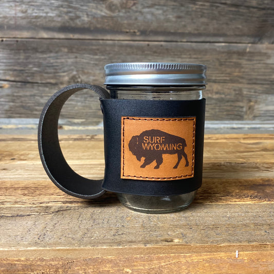 Surf Wyoming® Leather Travel Mug - Black