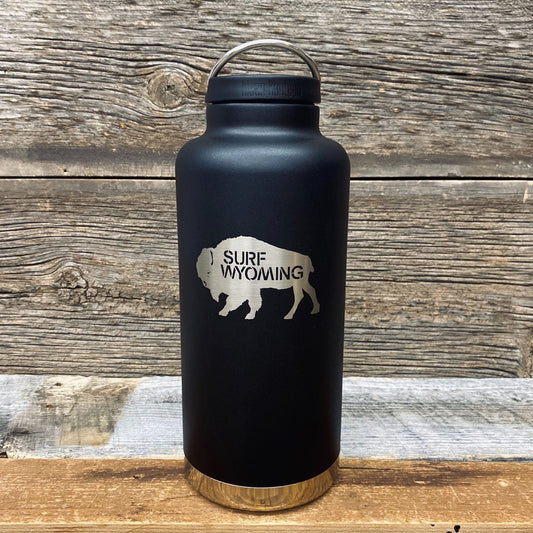 Surf Wyoming® x Klean Kanteen 64oz Silver Bison Craft Growler - Matte Black