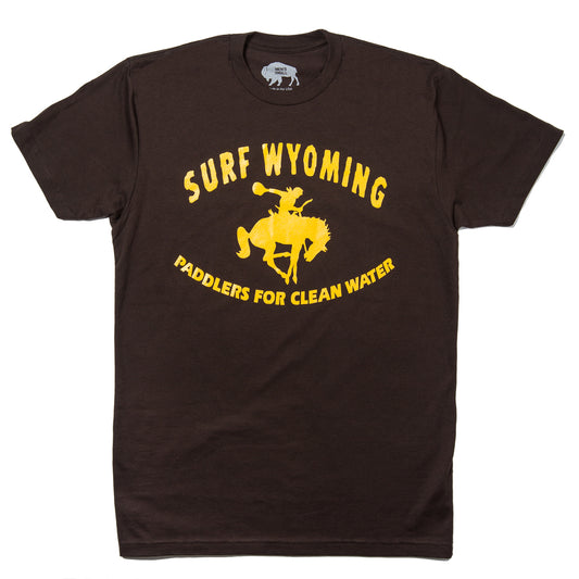Surf Wyoming-Men's SURF WYOMING® Throwback Paddler Tee - Brown/Gold-Small-