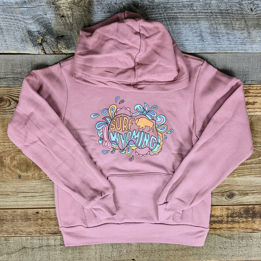 Youth Surf Wyoming® Bomb Bison Hoodie - Dusty Pink