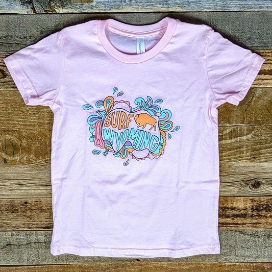 Youth Surf Wyoming® Bomb Bison Tee - Pink