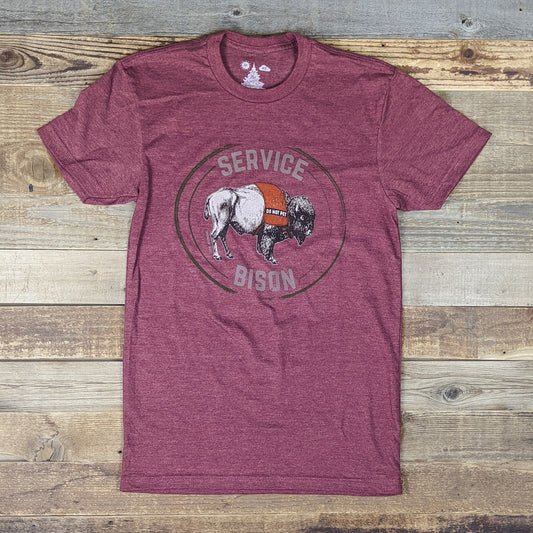 Men's Surf Wyoming® Service Bison Tee - Heather Maroon *Limited Edition