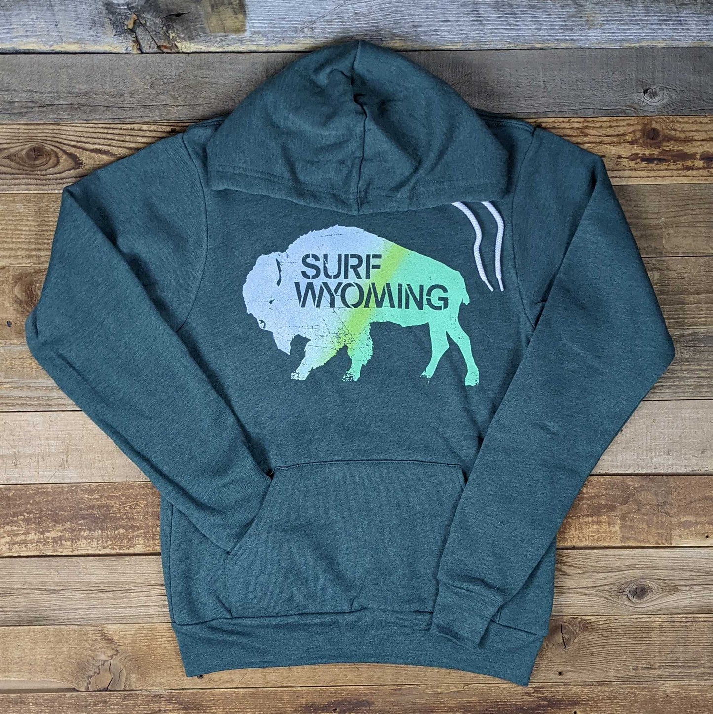 Surf Wyoming® Bison Fade Hoodie - Heather Forest