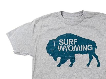 Men's Surf Wyoming® Deep Water Blue Bison Logo Tee - Heather Grey