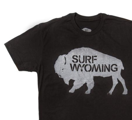 Men's Surf Wyoming® Grey Suede Bison Logo Tee - Black