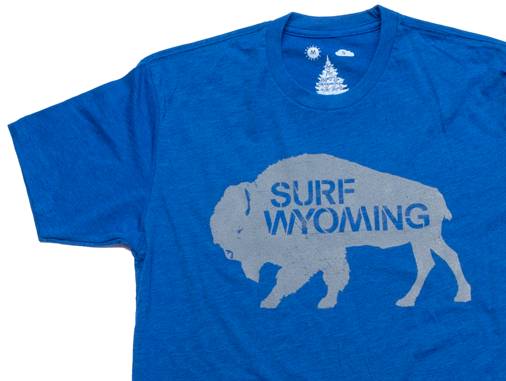 Men's Surf Wyoming® Grey Bison Logo Tee - Royal Blue