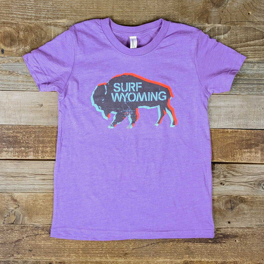 Youth Surf Wyoming® 3D Bison Logo Tee - Vintage Heather Purple