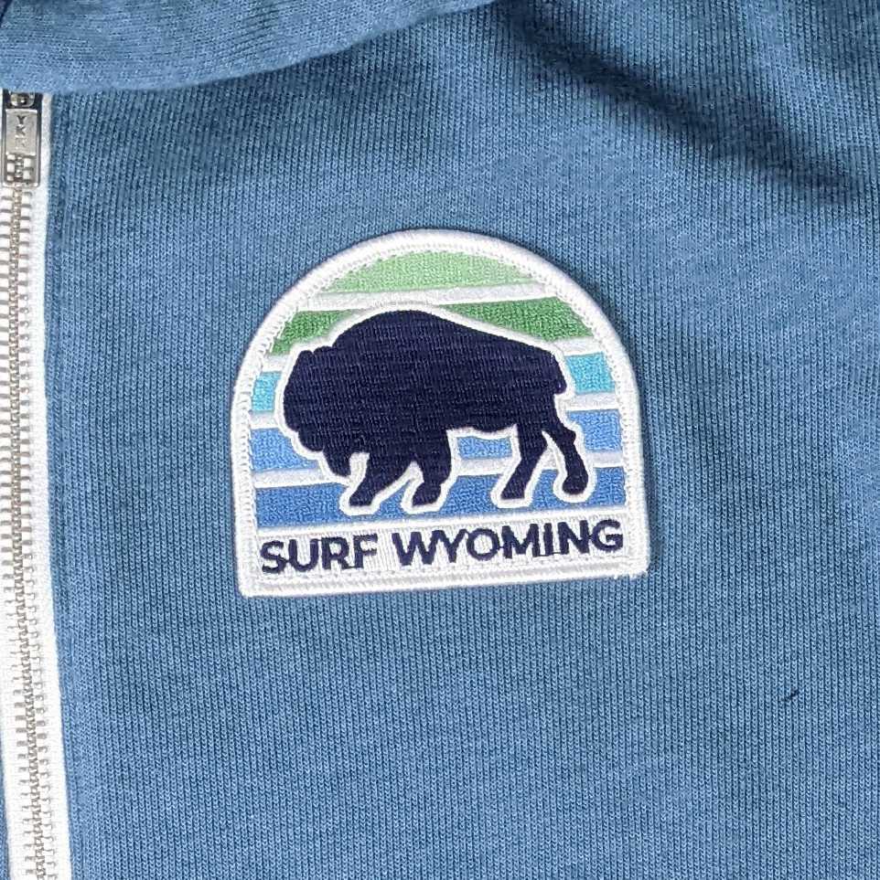 Surf Wyoming® Gradient Bison Merit Patch Zip Hoodie - Dusty Blue