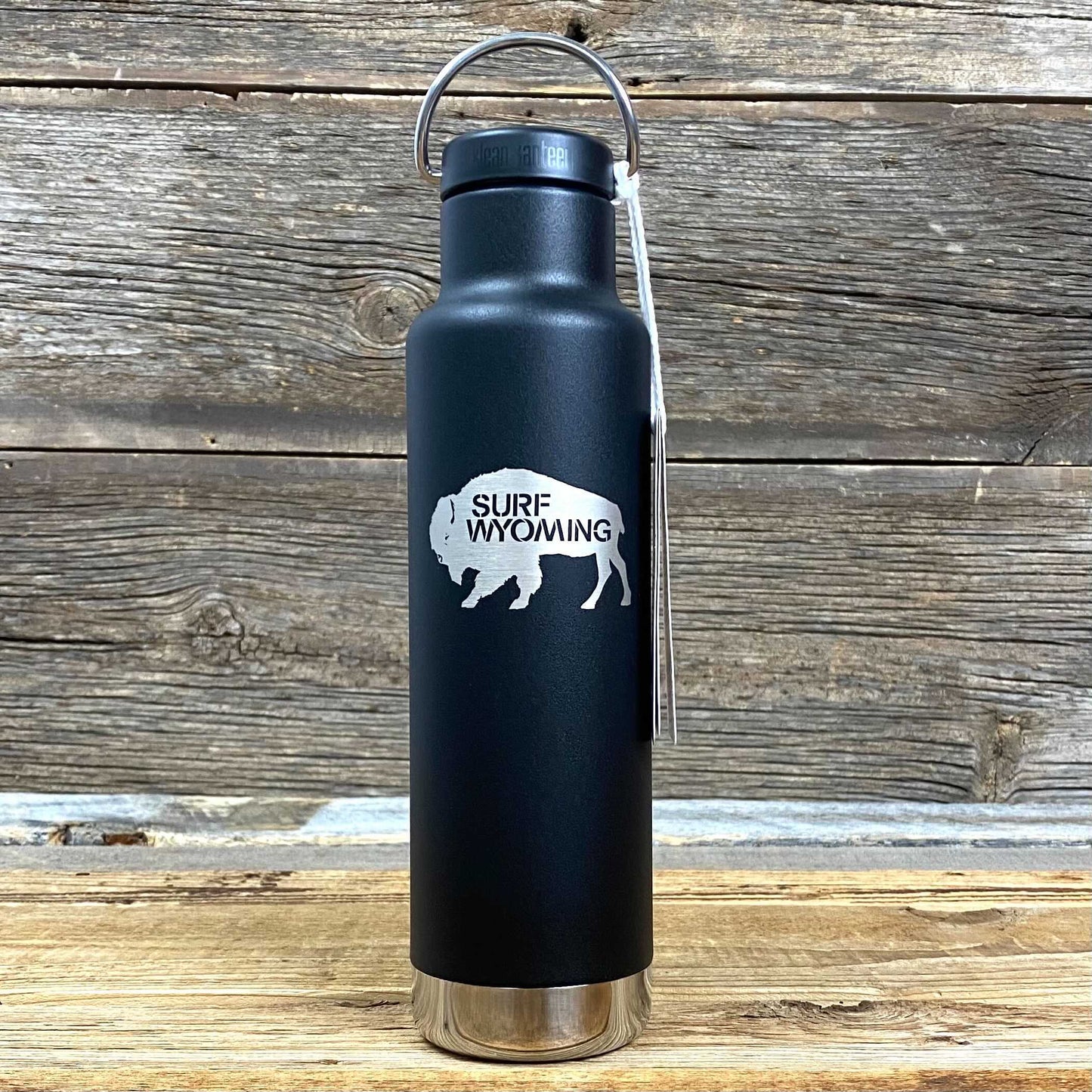 Surf Wyoming® Insulated Silver Bison Swing Top Bottle - Matte Black