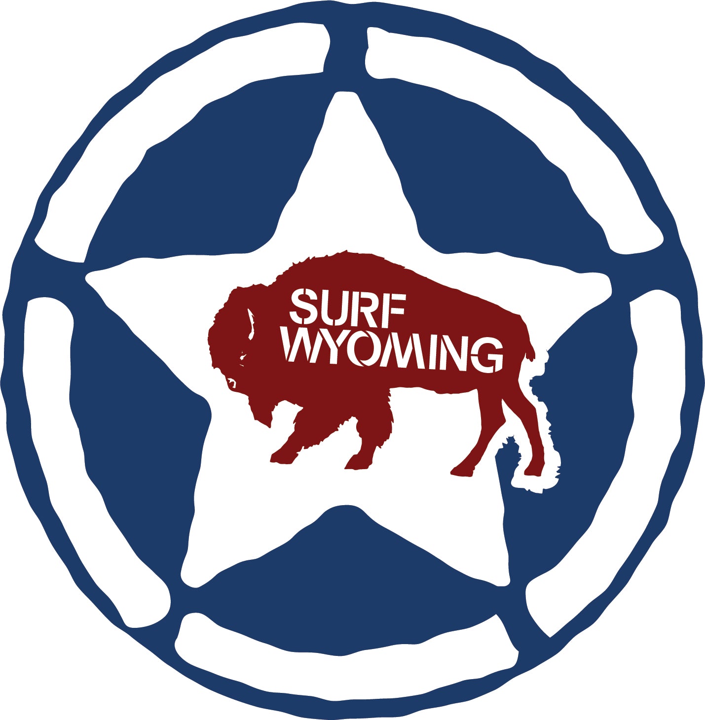 Surf Wyoming-Surf Wyoming® "Bison Republic" Sticker - navy • white • republic red-