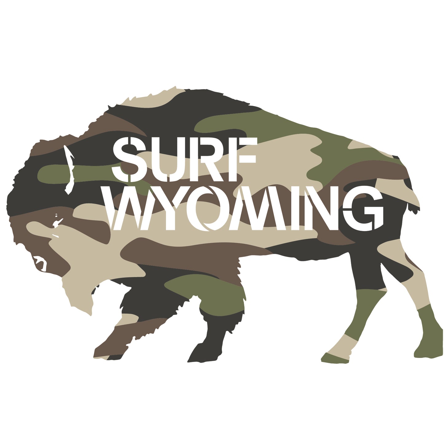 Surf Wyoming-Surf Wyoming® Camo Bison Logo Sticker - green-