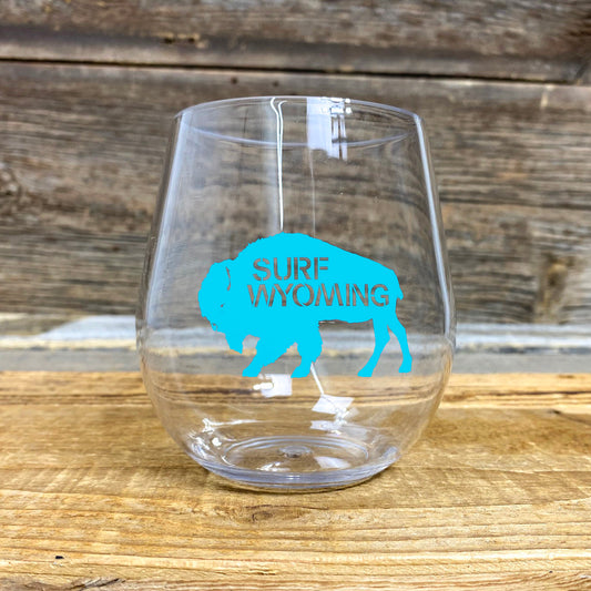 Surf Wyoming® Bubbly Blue Bison Outdoor Wine Glass - 18oz