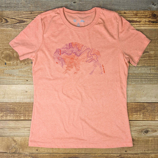 Women's Surf Wyoming® Bisonography Relaxed Tee - Heather Peach