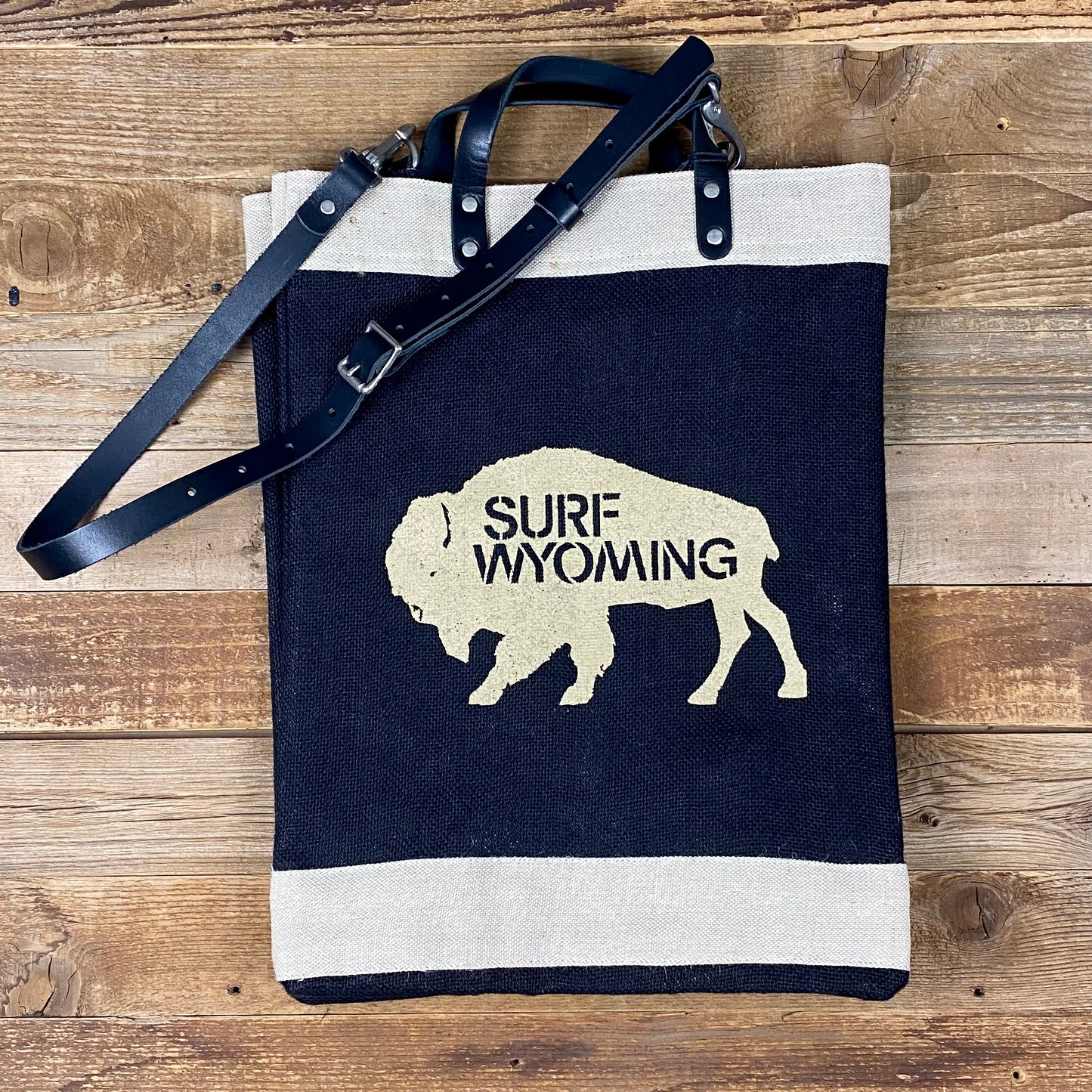 Surf Wyoming® x Apolis Leather Handle Market Bag - Black