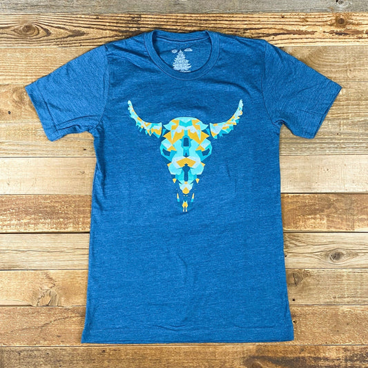 Surf Wyoming® Geode Skully Bison Tee - Heather Deep Teal