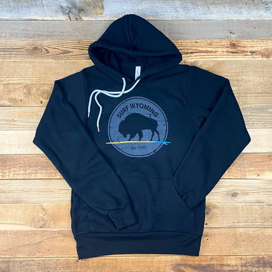 Unisex Gradient Longboard Bison Hoodie - Black