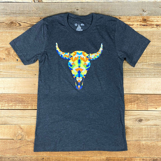 Surf Wyoming® Geode Skully Bison Tee - Dark Heather Grey