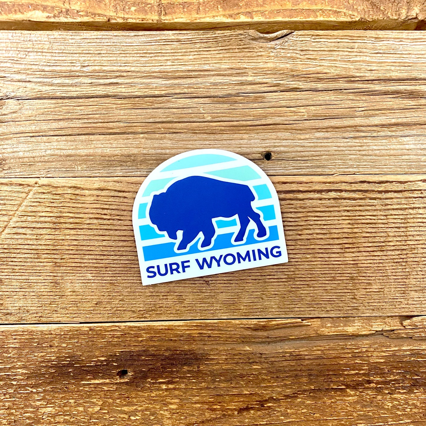 Surf Wyoming® Sunrise Bison Sticker - Gradiant Blue